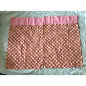 VTG St. Mary’s Pink & Orange Checkered Set Of 2 Pillowcases 60s 70s Decor